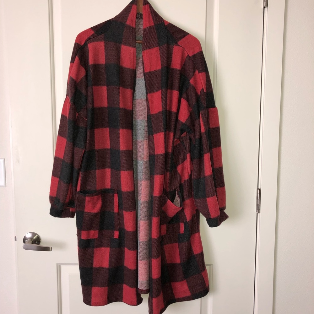 Buffalo Check Cardigan Duster- 3X - BRAND NEW